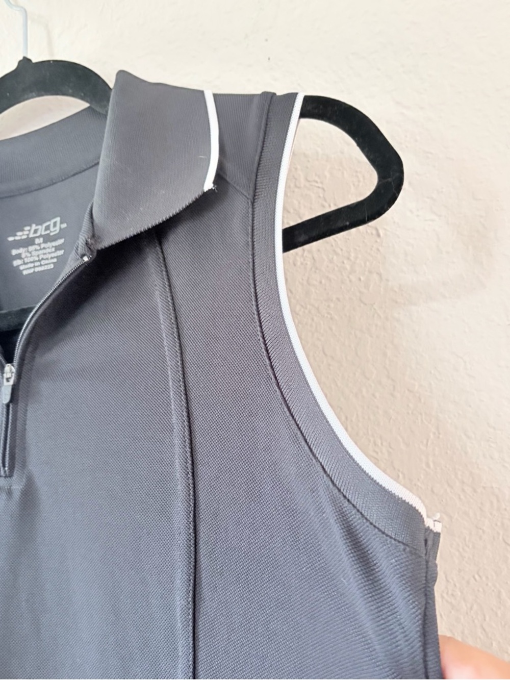 bcg woman’s Black Athletic Sleeveless Zip-Up Polo M sport summer casual tennis - Picture 4 of 8